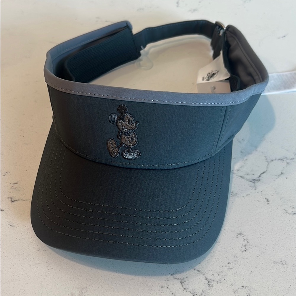 Disney Resort Black and Gray Visor Hat with Embroidered Mickey